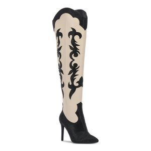 INC Womens Iresa Faux Leather Western Boots Ivory 5M